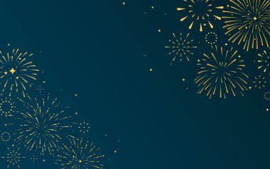 Renkli havai fişek pankartı, festivalin altın havai fişekleri. tatil posteri, broşür, tebrik kartı ve dekoratif öğeler