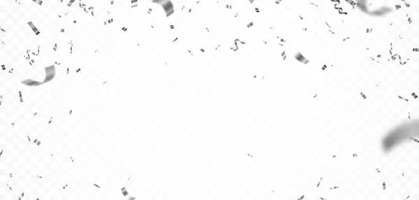 Düşen parlak gümüş konfeti ve kurdelelerin vektör illüstrasyonu kutlama partisi tasarımı unsuru