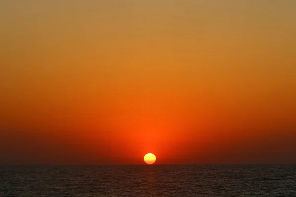 Сонце Сідає Обрій Середземному Морі — стокове фото