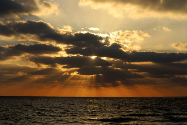 Sun Goes Horizon Mediterranean Sea — Stock Photo, Image