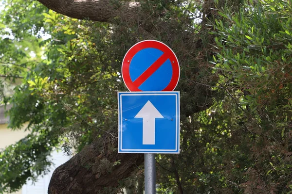 Дорожный Информационный Знак Установлен Обочине Дороги Израиле — стоковое фото