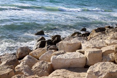 Akdeniz kıyısında taşlar var..