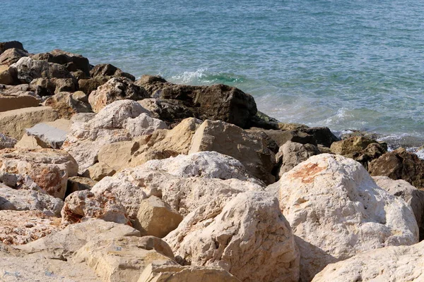 stock image Stones on the shore of the Mediterranean Sea.