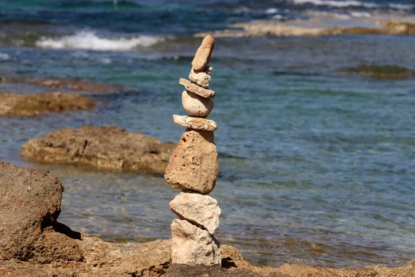 stock image Stones on the shore of the Mediterranean Sea.