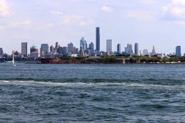 New York USA 4.09.2022. New York is located at the confluence of the Hudson River into the Atlantic Ocean.