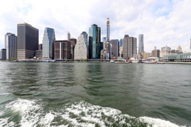 New York USA 4.09.2022. New York is located at the confluence of the Hudson River into the Atlantic Ocean.