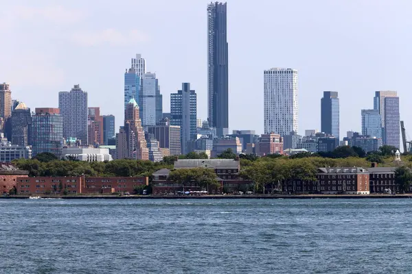 New York USA 4.09.2022. New York is located at the confluence of the Hudson River into the Atlantic Ocean.