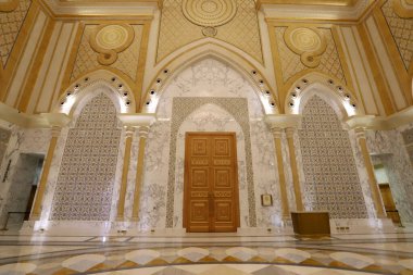 Abu Dhabi UAE 08 12 2022. Fragments of the architecture of the Presidential Palace of the United Arab Emirates in Abu Dhabi