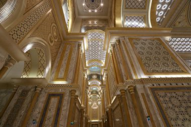Abu Dhabi UAE 08 12 2022. Fragments of the architecture of the Presidential Palace of the United Arab Emirates in Abu Dhabi