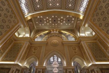 Abu Dhabi UAE 08 12 2022. Fragments of the architecture of the Presidential Palace of the United Arab Emirates in Abu Dhabi