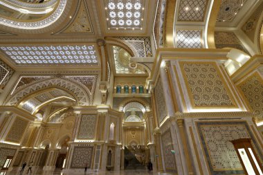 Abu Dhabi UAE 08 12 2022. Fragments of the architecture of the Presidential Palace of the United Arab Emirates in Abu Dhabi