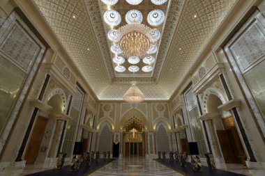 Abu Dhabi UAE 08 12 2022. Fragments of the architecture of the Presidential Palace of the United Arab Emirates in Abu Dhabi