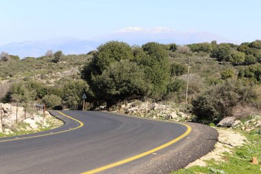 Snow lies on the top of Mount Hermon