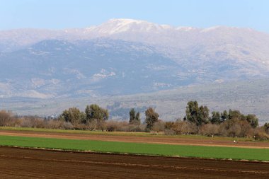 Snow lies on the top of Mount Hermon
