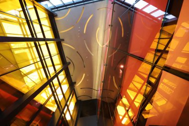 True sunlight and artificial lighting. Abstract photo of light and dark.