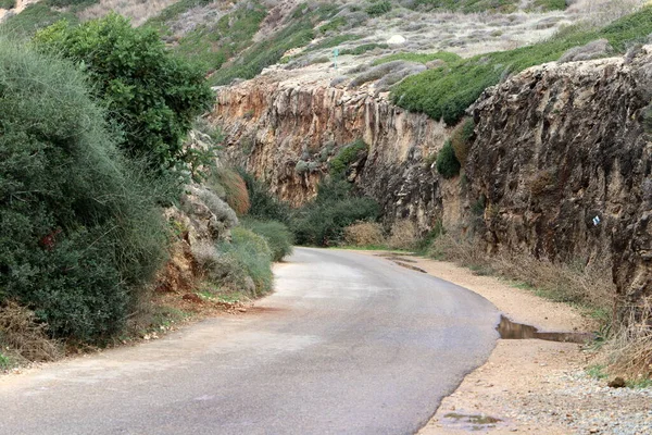 Δρόμος Στα Βουνά Στο Βόρειο Ισραήλ — Φωτογραφία Αρχείου