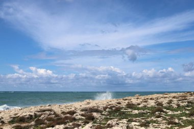 Kuzey İsrail'Akdeniz Denizi'nin kıyısında.