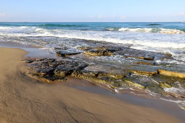 stock image Coast of the Mediterranean Sea in northern Israel.