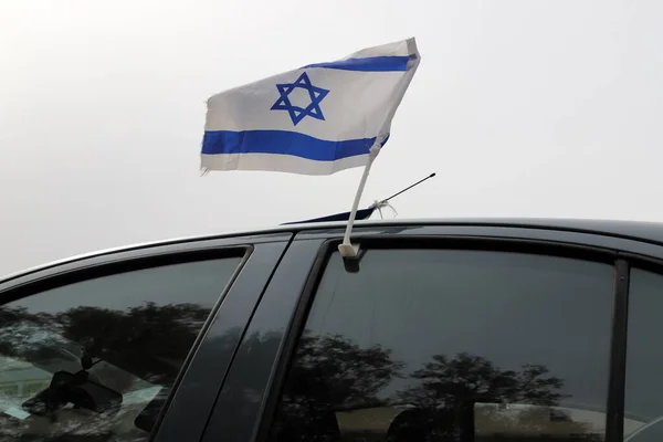 Сине Белый Флаг Израиля Шестиконечной Звездой Давида Стоковое Фото