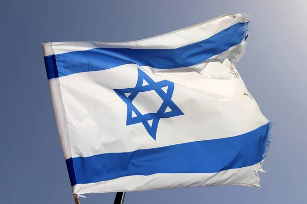 Bandera Azul Blanca Israel Con Estrella David Seis Puntas — Foto de Stock