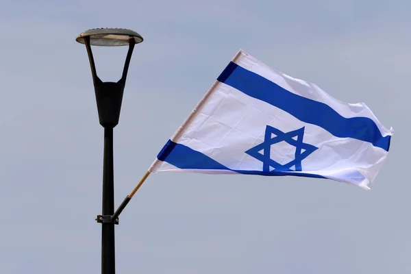 Bandeira Azul Branca Israel Com Estrela Davi Seis Pontas — Fotografia de Stock