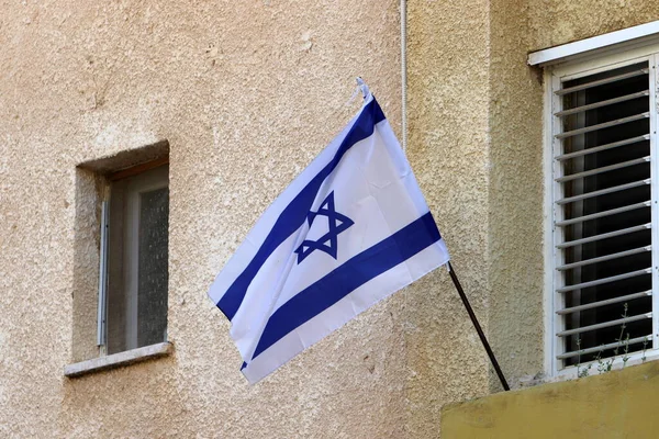 Blauwe Witte Vlag Van Israël Met Zespuntige Davidster — Stockfoto