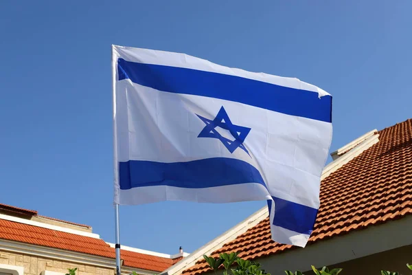 Blue White Flag Israel Six Pointed Star David — Stock Photo, Image