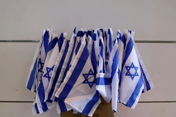 Modrobílá Vlajka Izraele Šesticípou Davidovou Hvězdou — Stock fotografie