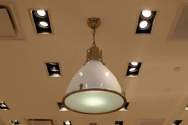 Ceiling Lamp Illuminate Room Night — Stock Photo, Image