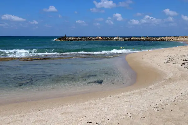 Песчаный Пляж Средиземном Море — стоковое фото