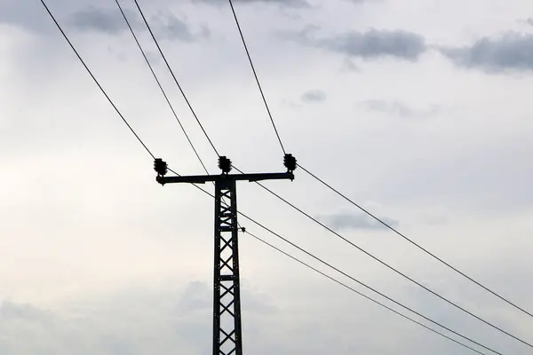 Электрический Столб Проводами Изоляторах — стоковое фото
