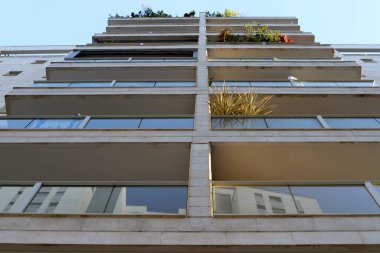 İsrail 'deki bina ve yapıların mimari ayrıntıları. Modern mimarinin soyut bir parçası.