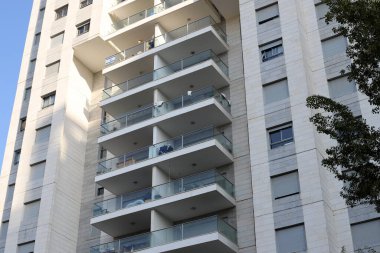 İsrail 'deki bina ve yapıların mimari ayrıntıları. Modern mimarinin soyut bir parçası.