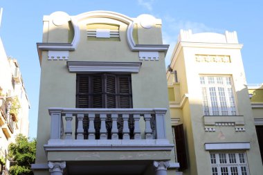 Balkon, yakın plan, İsrail 'deki konut inşaatı sırasında mimari detay olarak kullanılacak..