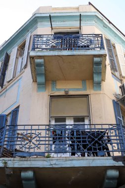 Balkon, yakın plan, İsrail 'deki konut inşaatı sırasında mimari detay olarak kullanılacak..