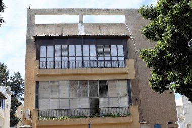 Balkon, yakın plan, İsrail 'deki konut inşaatı sırasında mimari detay olarak kullanılacak..