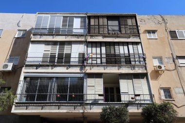 Balkon, yakın plan, İsrail 'deki konut inşaatı sırasında mimari detay olarak kullanılacak..