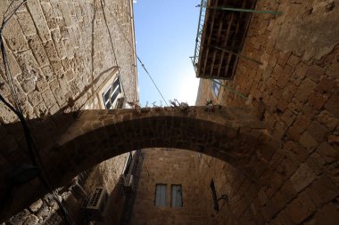 Akko Israel 05/26/1924. Antik şehir - Akdeniz kıyısındaki liman