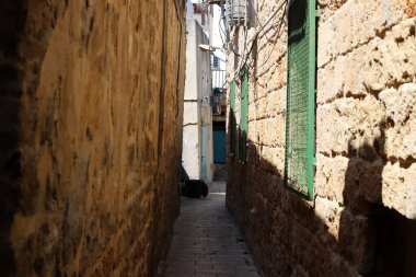 Akko Israel 05/26/1924. Antik şehir - Akdeniz kıyısındaki liman