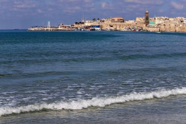 Akko Israel 05/26/1924. Antik şehir - Akdeniz kıyısındaki liman