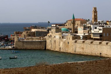 Akko Israel 05/26/1924. Antik şehir - Akdeniz kıyısındaki liman