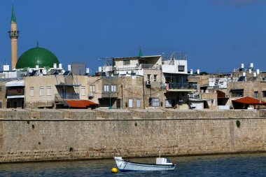 Akko Israel 05/26/1924. Antik şehir - Akdeniz kıyısındaki liman