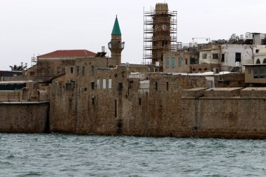 Akko Israel 05/26/1924. Antik şehir - Akdeniz kıyısındaki liman