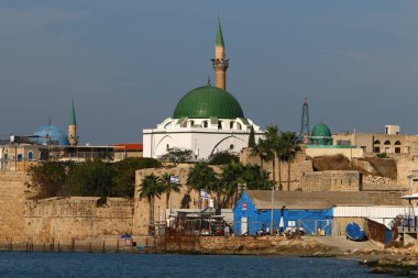Akko Israel 05/26/1924. Antik şehir - Akdeniz kıyısındaki liman