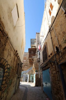 Akko Israel 05/26/1924. Antik şehir - Akdeniz kıyısındaki liman