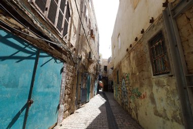 Akko Israel 05/26/1924. Antik şehir - Akdeniz kıyısındaki liman