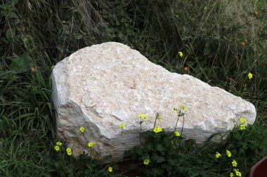 Akdeniz kıyısındaki bir şehir parkında büyük taşlar