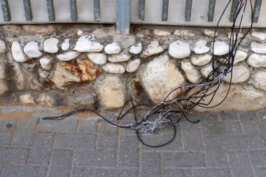 Kalın kenevir örgülü halat. Yaklaş.