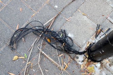 Kalın kenevir örgülü halat. Yaklaş.