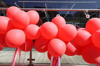 Şehir parkında çok renkli saydam balonlar